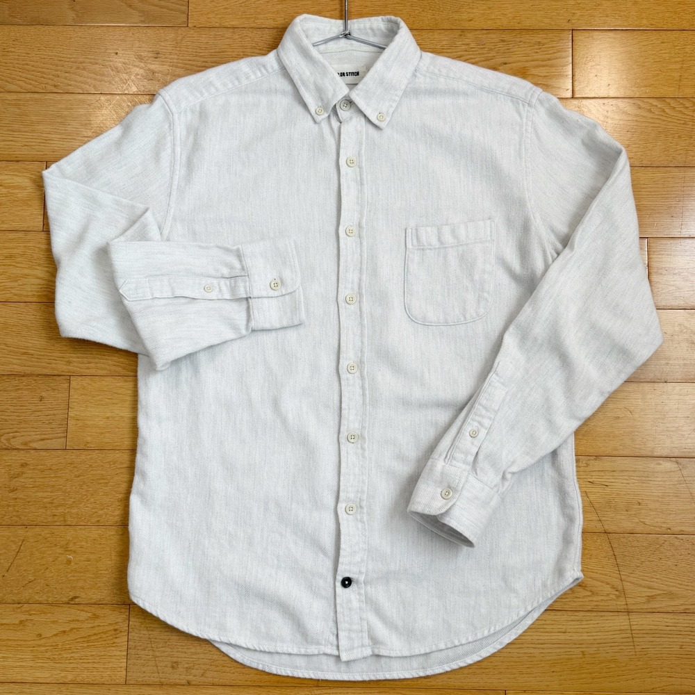 Taylor Stitch Size 38 Light Grey Textured Soft Casual Button Down Shirt